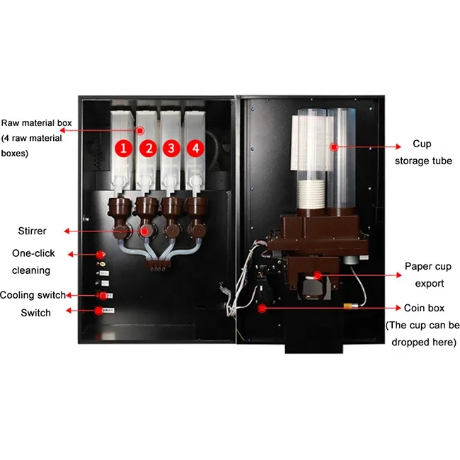  Небольшой мобильный торговый автомат горячего шоколада для мгновенного кофе