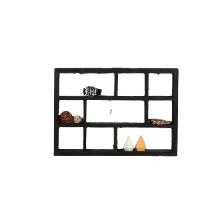 wall lock Multi-Slot Shelf Cube Display 9 Compartment Shadow Box Wall mountable wooden crafts plant shelf display