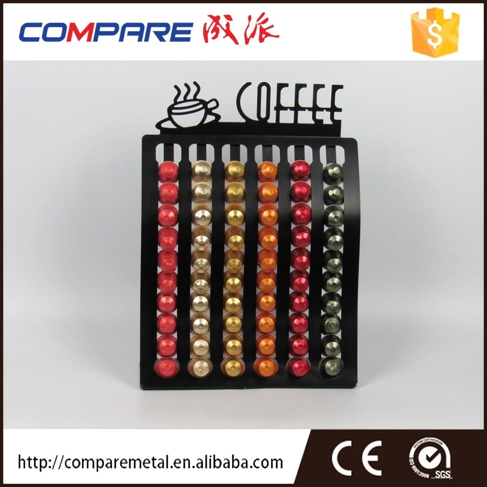 Modern Black Powder Coated Metal Coffee Pod Holder Nespresso Capsule Holder Functional Storage Design Kitchen Use Box Packed