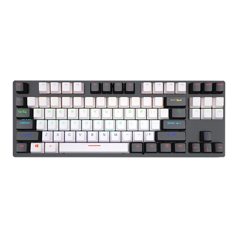 Newest Computer Keyboard Colorful LED Backlit 87 Keys RGB Gaming Mechanical Keyboard