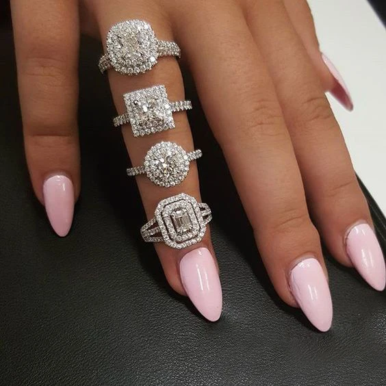 Women Cubic Zircon Eternity Large Diamond Rings Engagement Jewelry Women Silver Gold Jewellery Ruby Wedding Ring