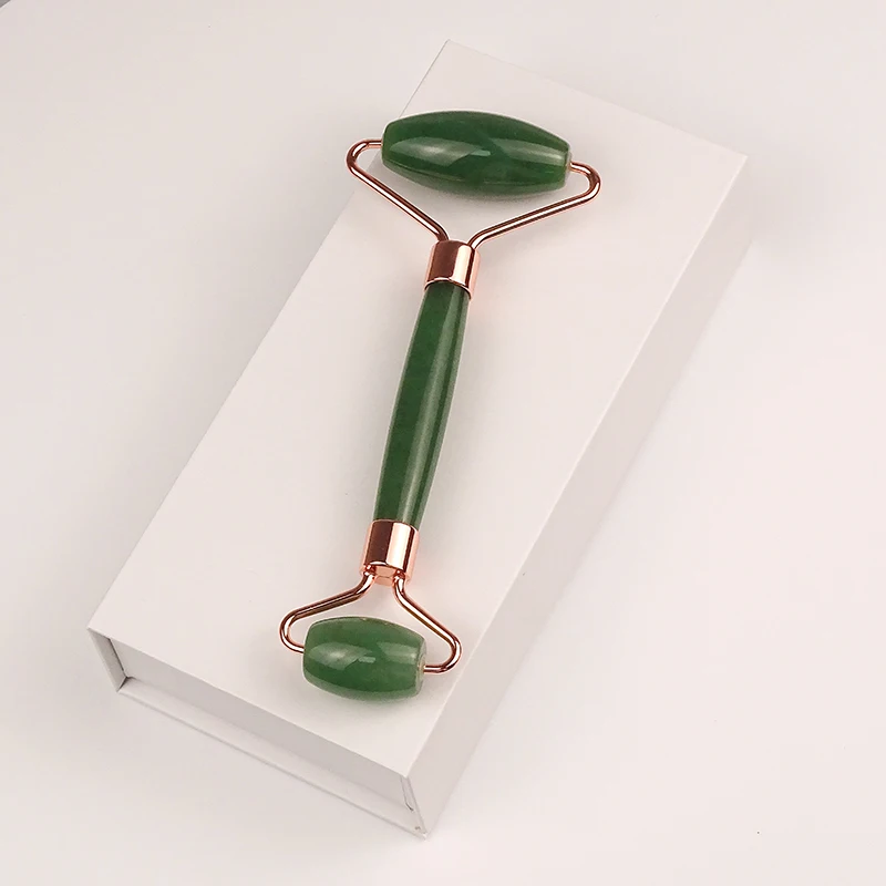 
Amazon hot sell anti-aging Aventurine green massage jade roller Green stone massage roller for face 