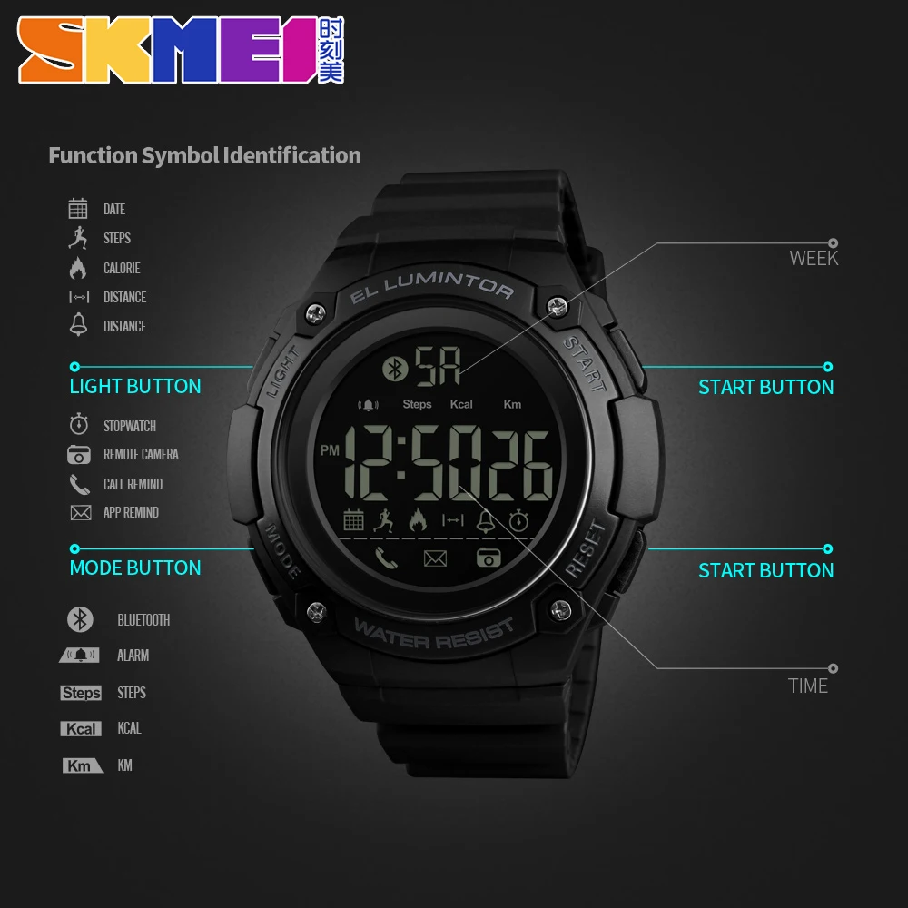 skmei 1347 men fashion smart watch multi functional support for android outdoor bluetooth sports smartwatches