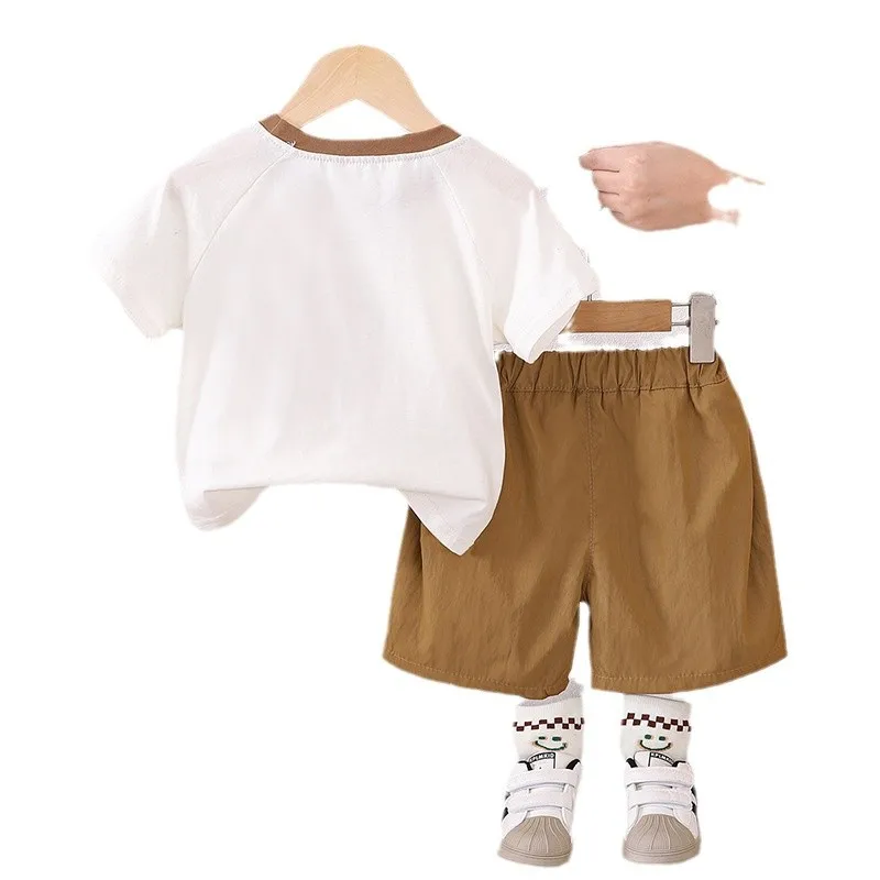 Wholesale High Quality Kids Clothes Short Set Summer Short Sleeve T-shirt and Shorts Set New Knit Baby Two Piece Sets