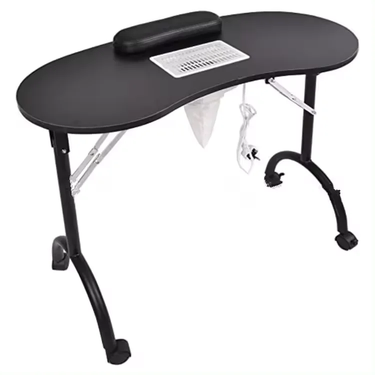 White Color Portable Folding Beauty Nail Salon Furniture Manicure Table With Fan