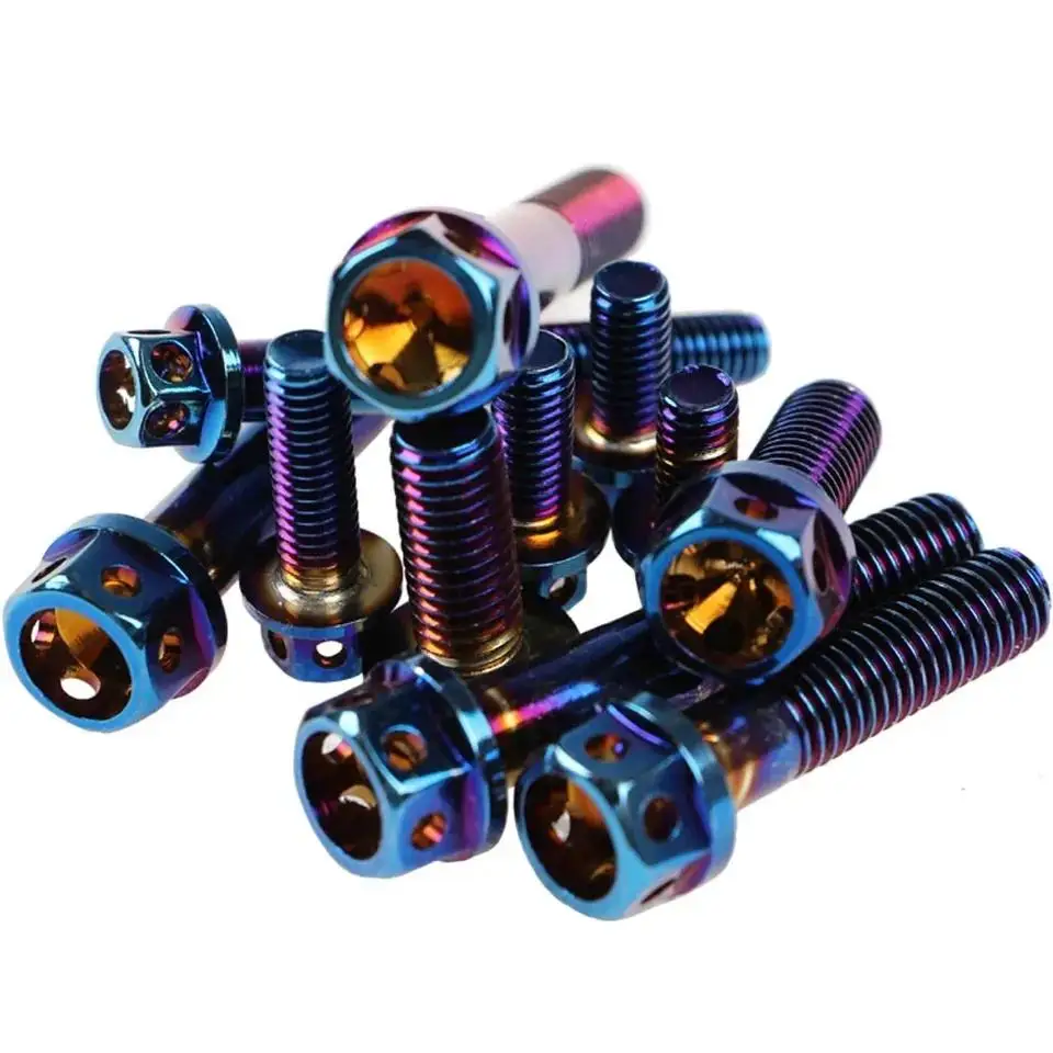 Gr5 Titanium Bolts motorcycle M8 Hex Flanged M5 M14 titanium Bolts M6 baut Titanium Screw M6 M3 gr5 for motorcycle