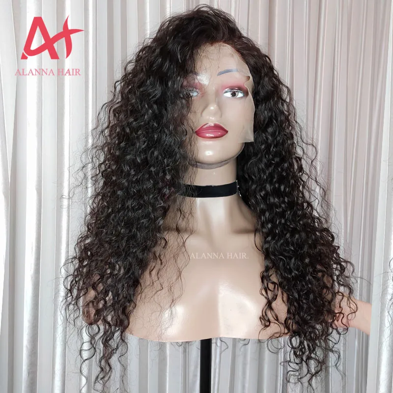 Free Shipping 180% Density Swiss Lace Wig Natural Color Cambodian Water Wavy Human Hair Lace Front Wig With Baby Hair