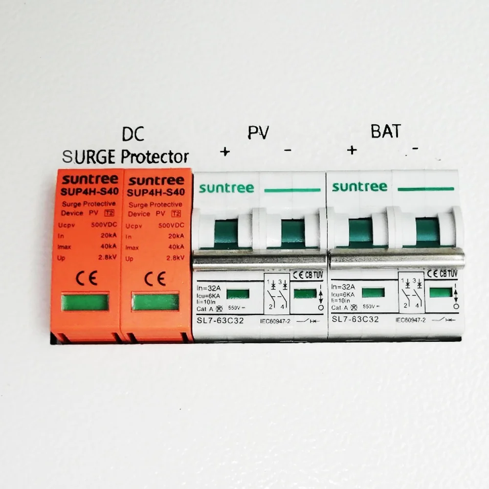 Built-in breaker and surge protector Solar PV combiner box