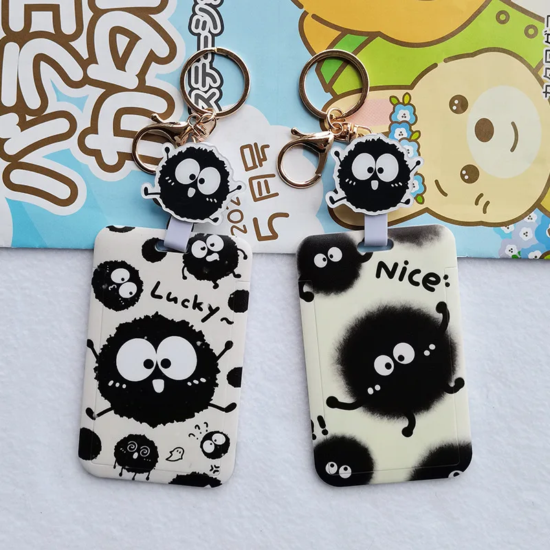 10 Color High Quality Cute Totoro Ash Fairy Retractable Buckle Card Holder keychain