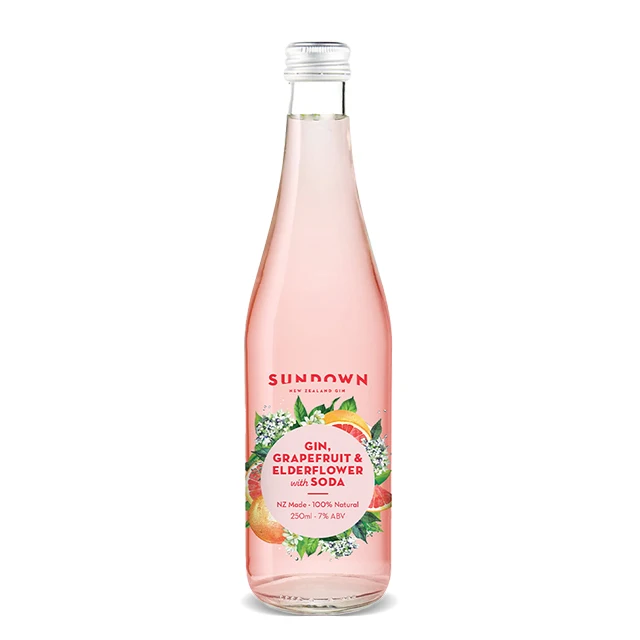 Sundown Gin Grapefruit & Elderflower With Soda 250ml Flavour Food Grade Seltzer Water Alcohol Grapefruit Drink (1600609550669)