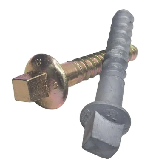 High strength Carbon Steel Square Head self tapper coarse thread rail spikes screws Railroad Screw for Fixing Rail