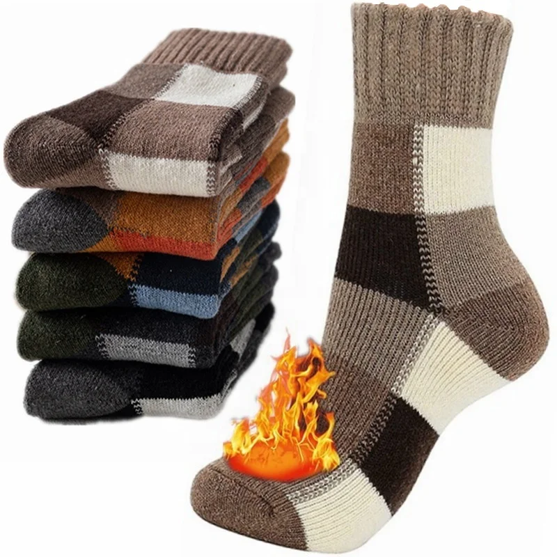 5 Pair Winter Casual Warm Merino Wool Warm Mid-calf Socks For Men And Women