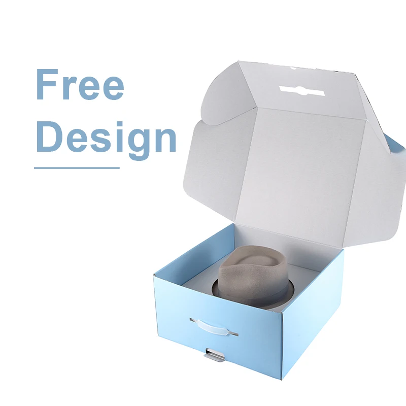 Custom Corrugated Wide Brim Vintage Cowboy Fedora Hat Box Packaging Boxes Cap Shipping Mail Box