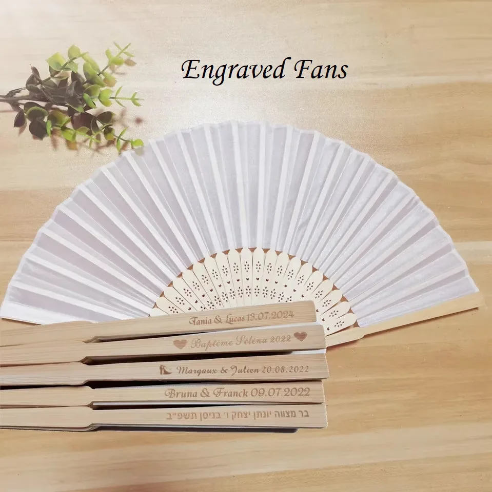 Wedding Fan Logo Personalized Custom Bamboo Folded For the Event