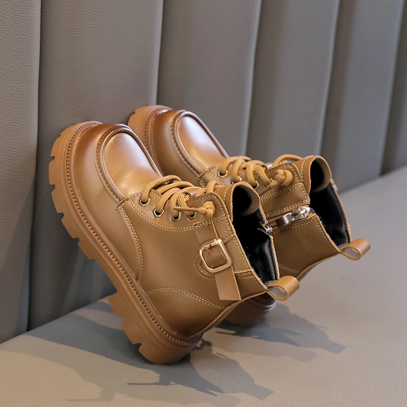 2023 New Winter Kid Shoes PU Leather Waterproof Boots Kids Snow Boots Brand Girls Boys Shoes Children Fashion Boots for Kids