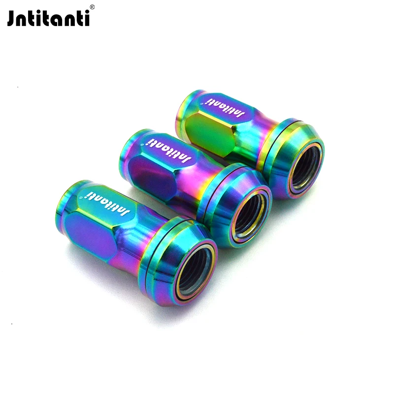 Rainbow Color Closed End Color 17mm Hex Floating 60 Degree Cone Seat Gr.5 Titanium Alloy Auto Wheel Rim Lug Nuts  M12*1.5*40mm