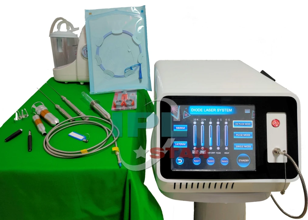 Tighten skin machine portable diode laser 980nm 1470nm face lifting endolaser 1470 laser liposuction for facial and body treat