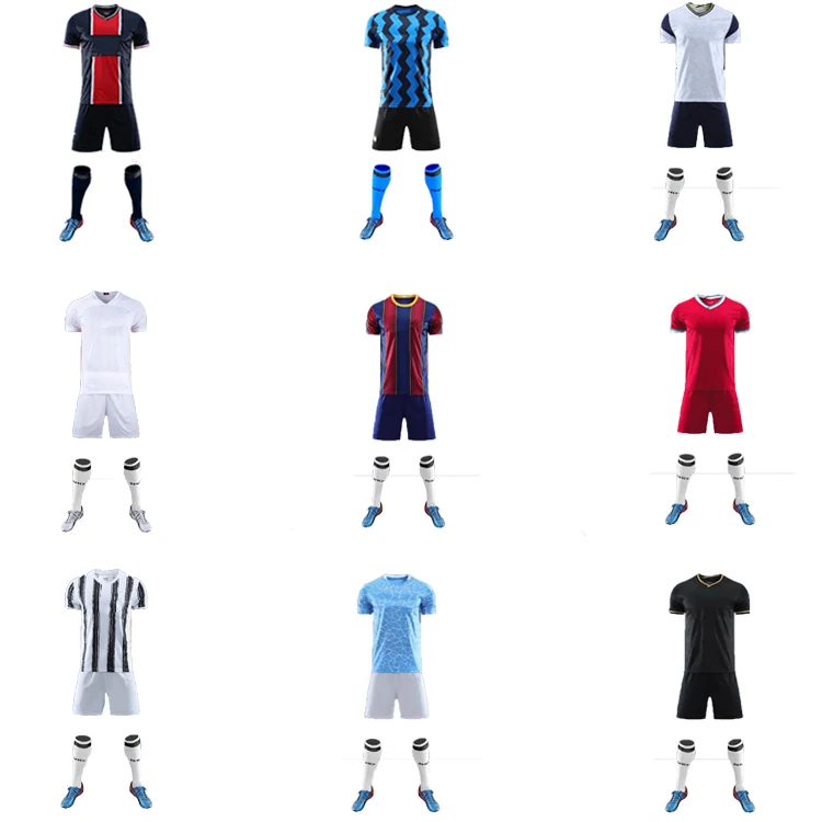 Factory Wholesale Top Quality Cheap Soccer Jersey 100% Polyester  Sublimation Club Soccer Uniform Sets Football Jersey Kit