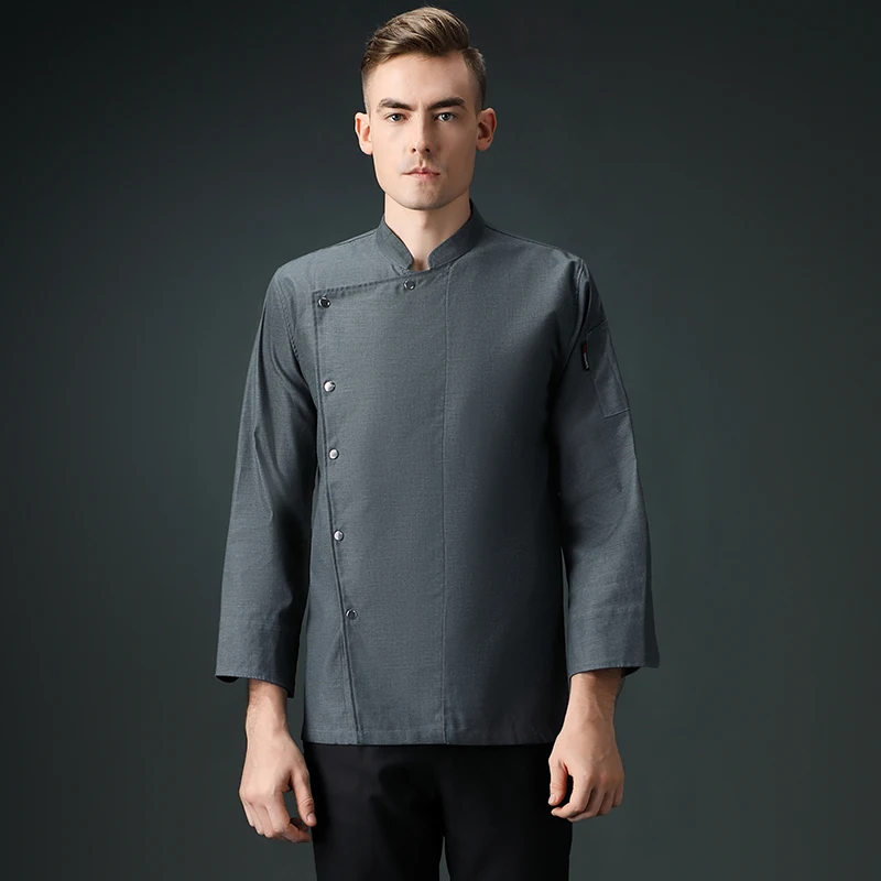 Waterproof Executive Chef Jacket Kitchen Cooking Man Work Uniform Pants Long Sleeve Slim Fit Restaurant Chef Coats Customize