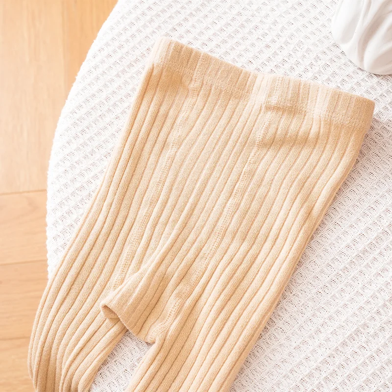 Beautiful Baby Pantyhose for Spring Girls Breathable Cotton Nine-Point Tights with a Stylish Border