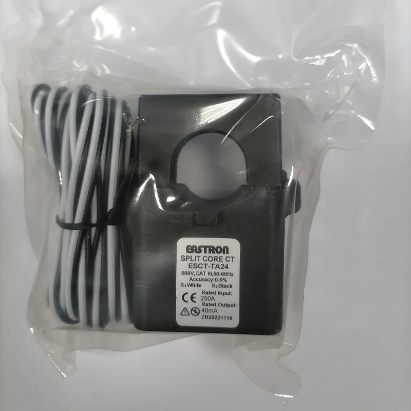 Eastron ESCT-T24 Mini Split Core Current Transformer CT  1A/5A Output 25mm Hole 250A/40mA Output Fast Easy Installation