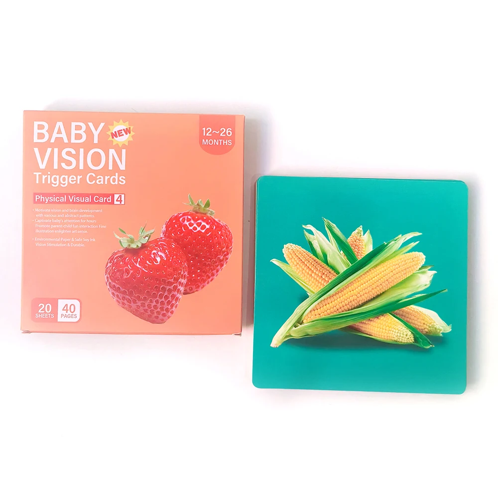 Hot kids brain development card games 1~3 years baby physical vision trigger cards box set paper packaging