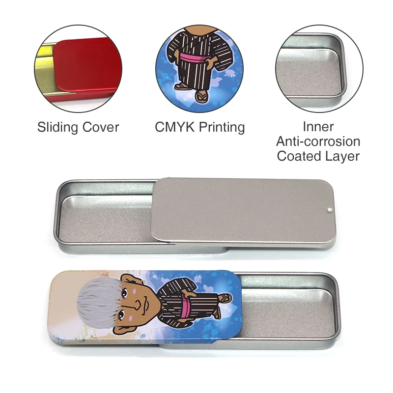 SANYOU Custom design luxury lip balm solid perfume packaging slide lid metal tin empty sliding tin box