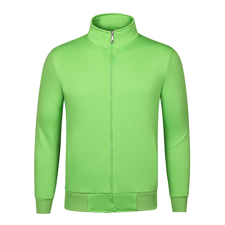 Manufacturer 100% Cotton Stand Collar Zip Up Hoodie Sweatshirt With Long Sleeve Hoodies