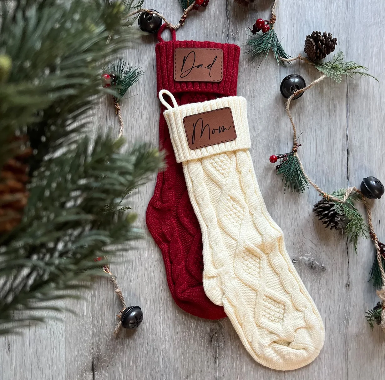 Personalized Christmas Name Knit Stockings Christmas Xmas Hanging Decoration Child Candy Bag Gift Bag