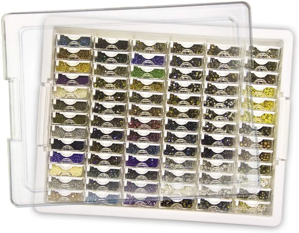 78 Grids Nail Organizer Storage Box Clear  for Diamond  Painting Nail Salon Manicure Tool