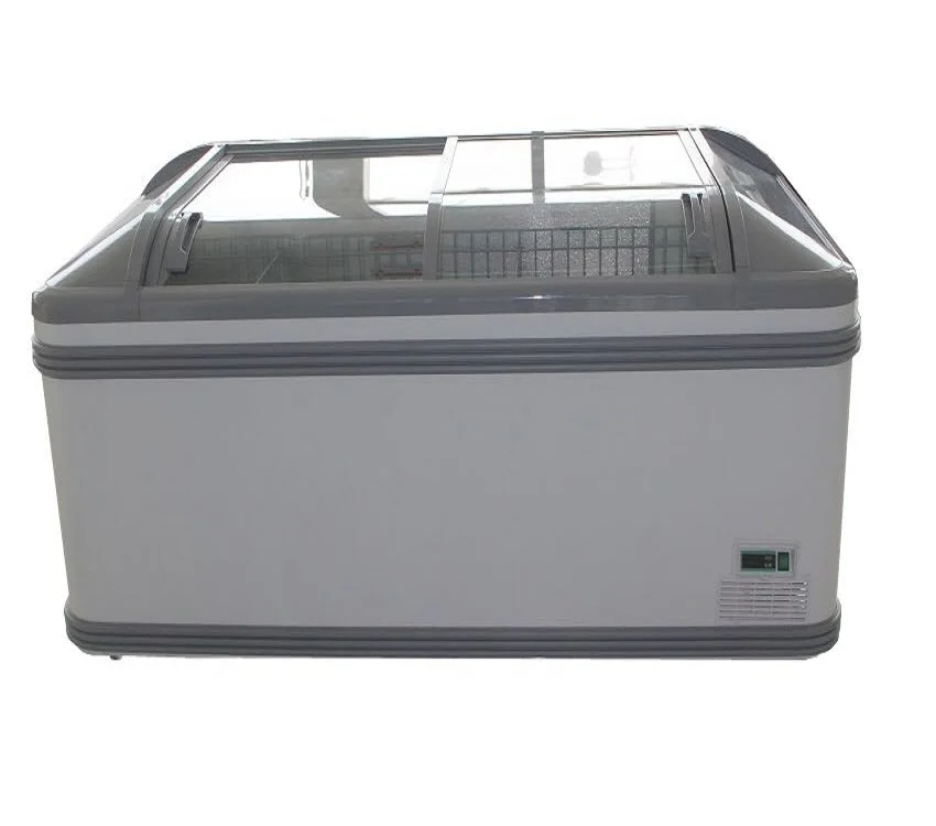 Island freezer glass door chest freezers commercial deep freezer butchery shop