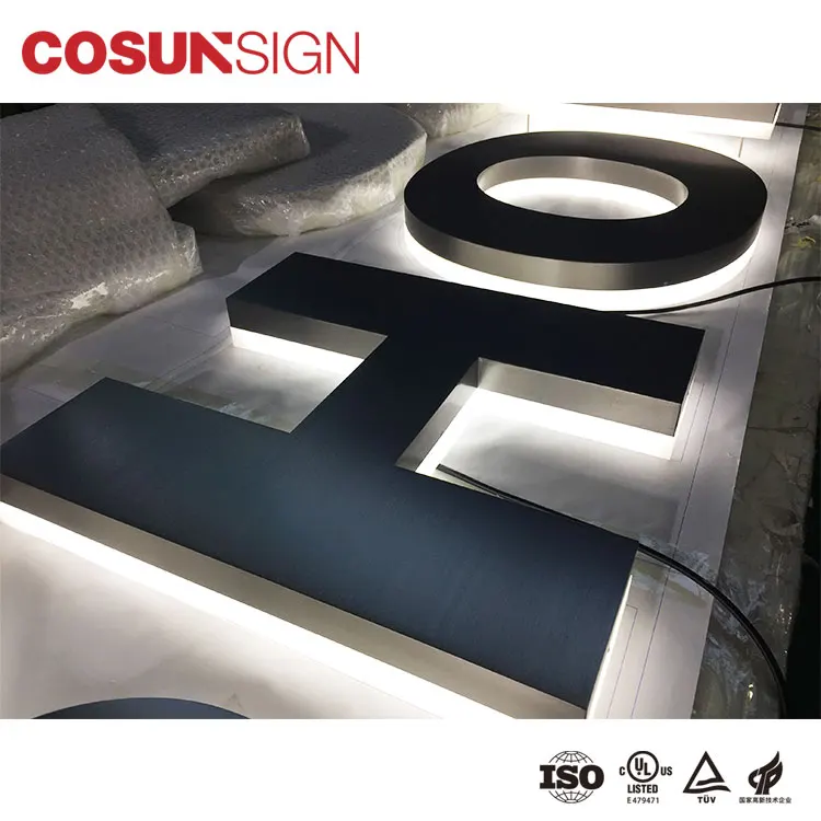 Cosun 3D Acrylic Led Backlit Embossed Personalized Aluminum Logo Signage