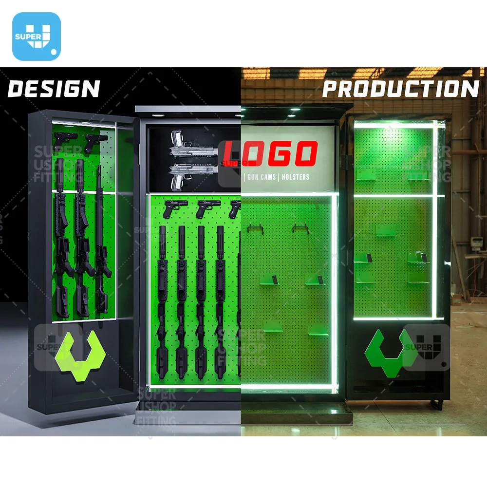 Eye Catching Shot Show Wood Weapon Exhibit Display Furniture Rifle Booth Design Customized Gun Shop Display Cabinet