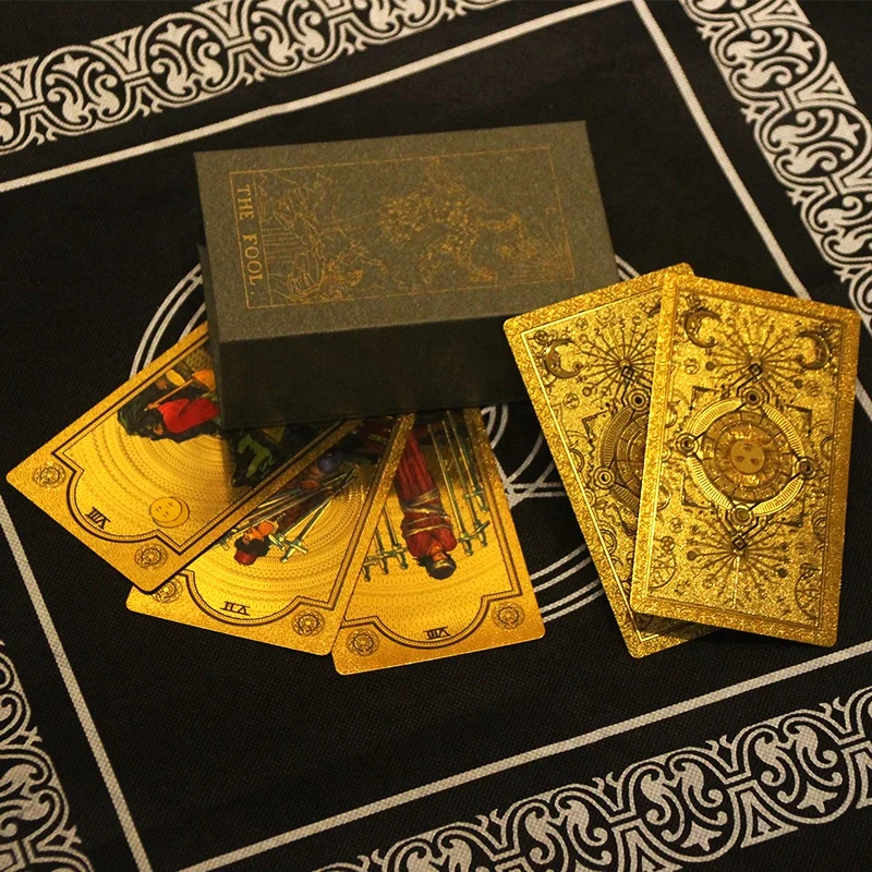 High Quality Gold Foil Tarot Decks Wholesale Custom Impression Cartes De Tarot Cards Set With Guidebook For Beginners