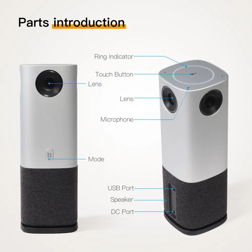 AI Panoramic Video Conferencing Camera with Speaker UltraHD 4K 360 Conference Camera