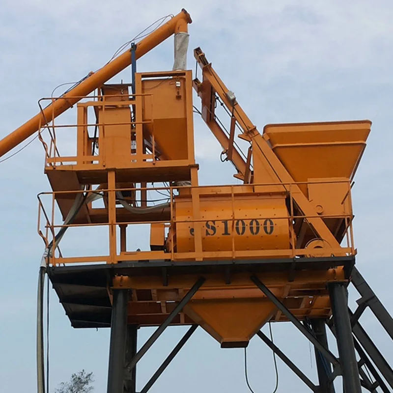 JS1000 Beton смеситель с загрузкой Hooper для продажи интегрированный Js500 Бетономешалка