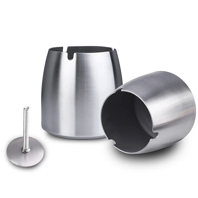 
Amazon Hot Sale Car Silver Color Cheap Stand Stainless Steel Ashtray With Customer Logo 