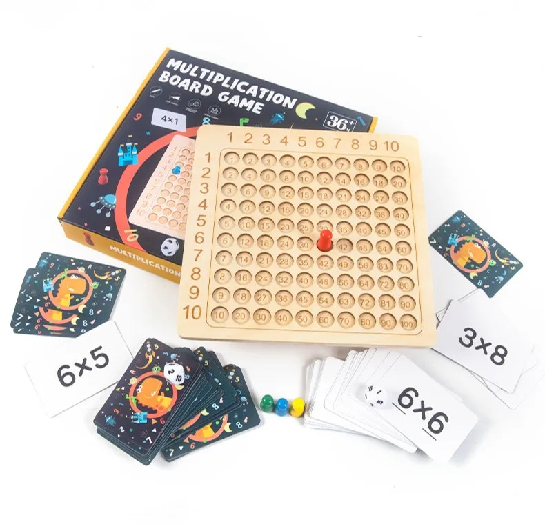 Montessori Multiplication Board Wooden Math Multiplication Board Cards Maths Interactive Thinking Board Games