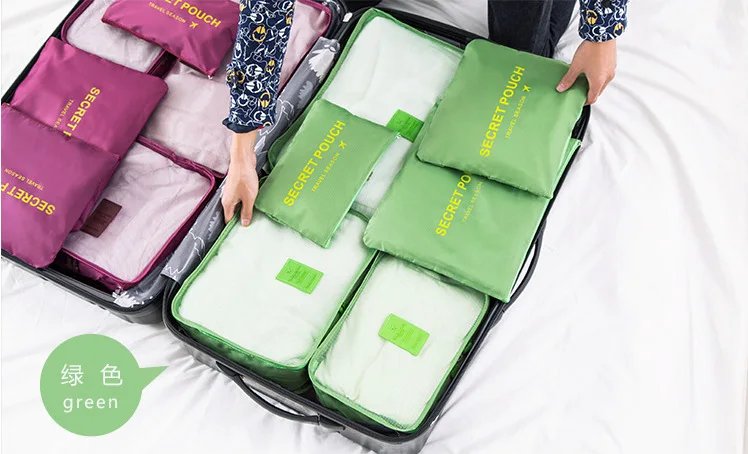 
Low MOQ fashion 6 pcs compression luggage organizers travel bag personal packing cubes wholesale travel bag organizer 