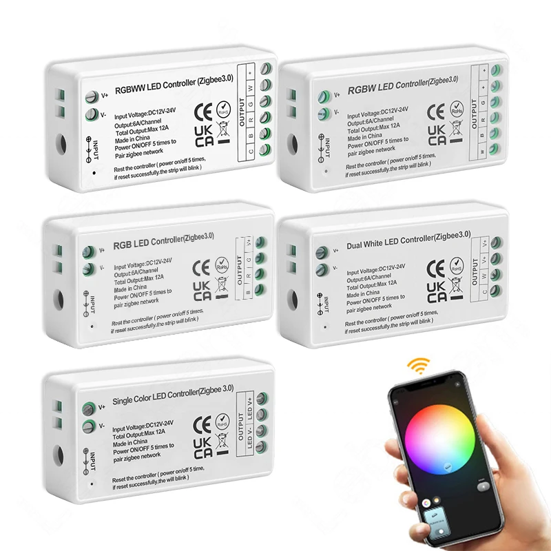 12A Wi-Fi COB светодиодные полосы контроллера один двойной цвет RGB/RGBW RGBCW RGBWW RGB + CCT приложение Tuya Zigbee3.0 Смарт