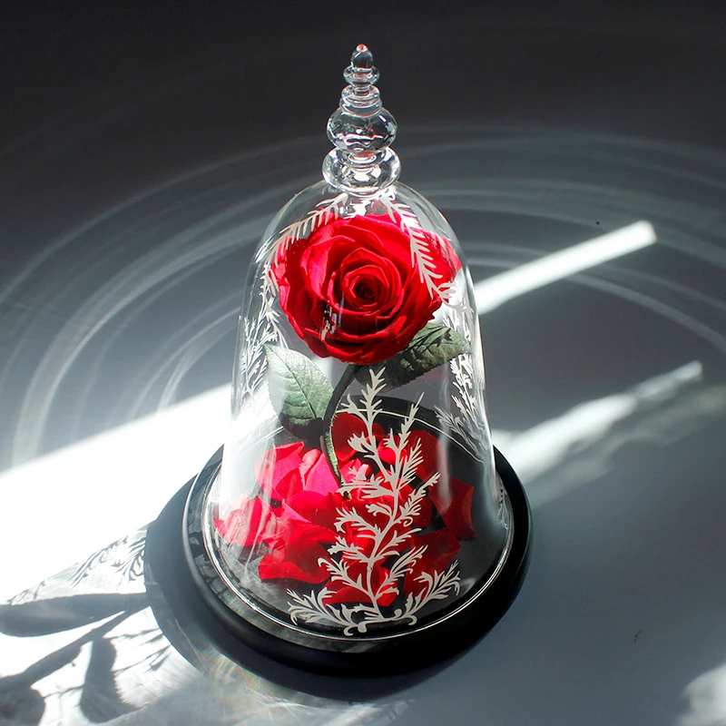 Tiktok hot selling dry flowers preserved flower decoration eternal rose preserved rose in glass dome