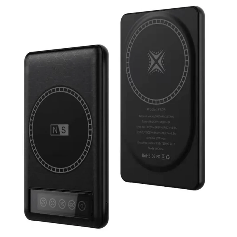 10000mah magnet compact magnetics wireless charger power bank battery pack 5000mah 18W PD output with phone holder