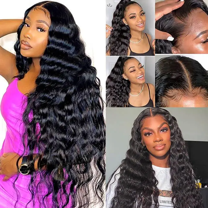 13x6 Pre plucked Full Lace Frontal Wigs For Black Women, Deep Curly 360 Lace Frontal Wig Vendor ,Transparent Hd Lace Front Wigs