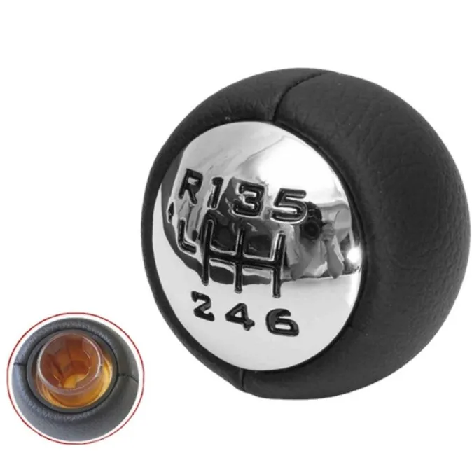 gear shift lever, handball wrapped leather, black gear head for Peugeot 307/407