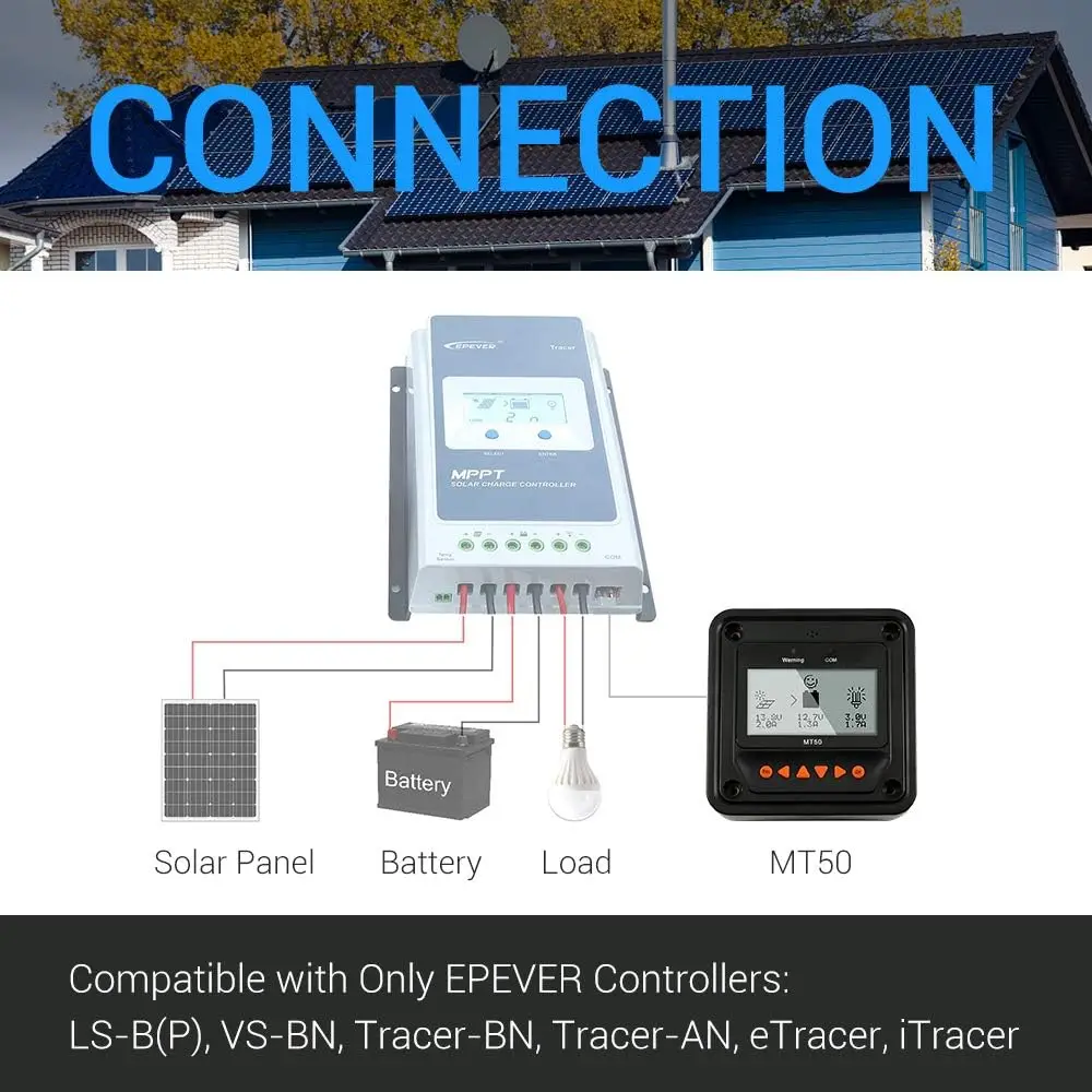 epever mt-50 lcd  screen display remote meter mt50 remote meter monitoring setting reading for mppt solar charge controller