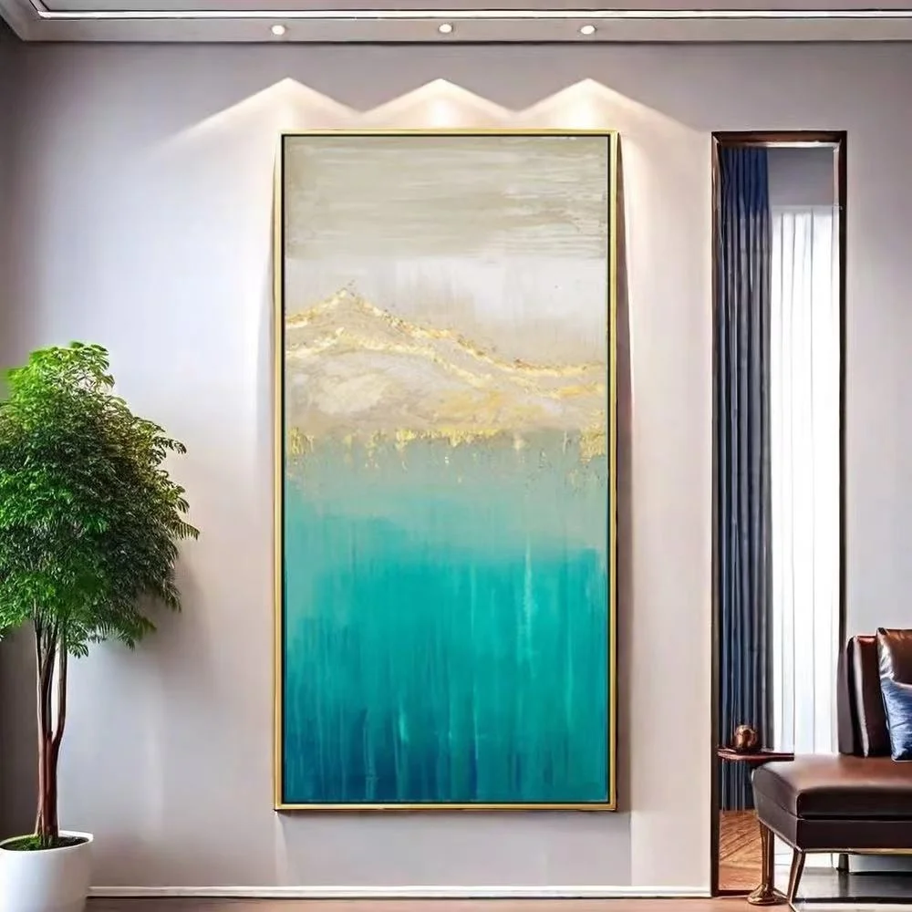 Original 100% Real Hand Painted Oil Painting on Canvas ,  Abstract Gold Foil Oil Painting, for Home Decoration,  Gifts