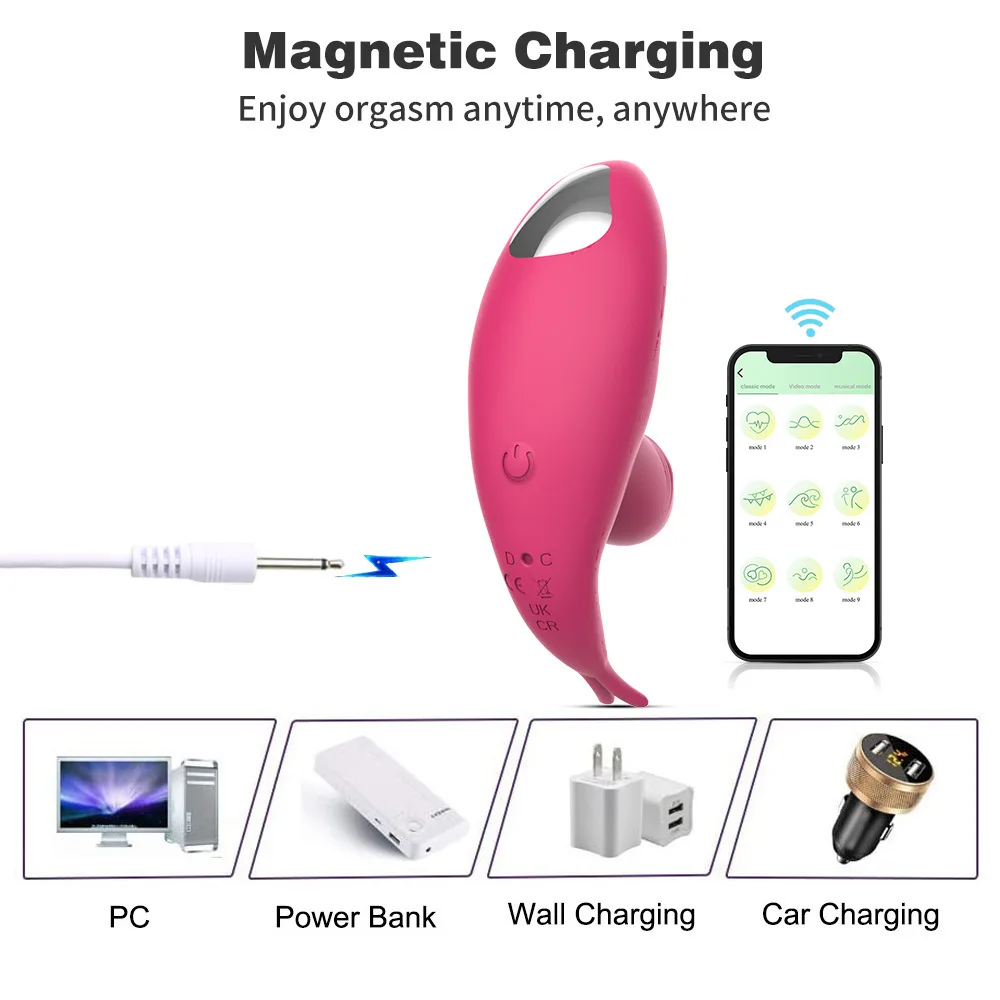 Female Invisible Wearable 9 Frequency Vibrating Toys APP Control Magnetic Charging Tongue Licking Brush Vibration Sex Toys