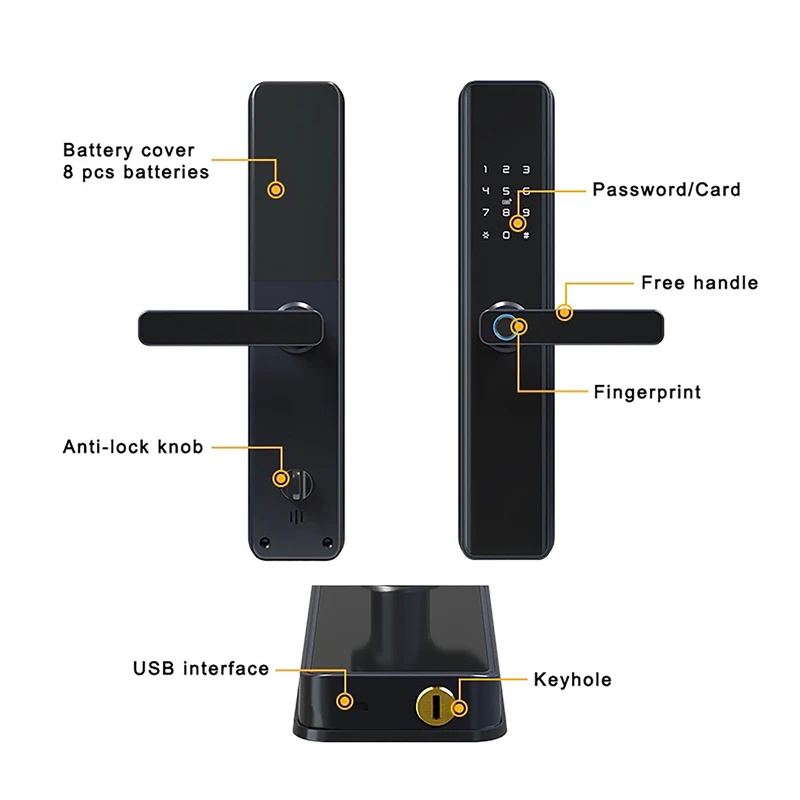 Best price card code access Fingerprint gate smart door locks ttlock tuya smart door lock