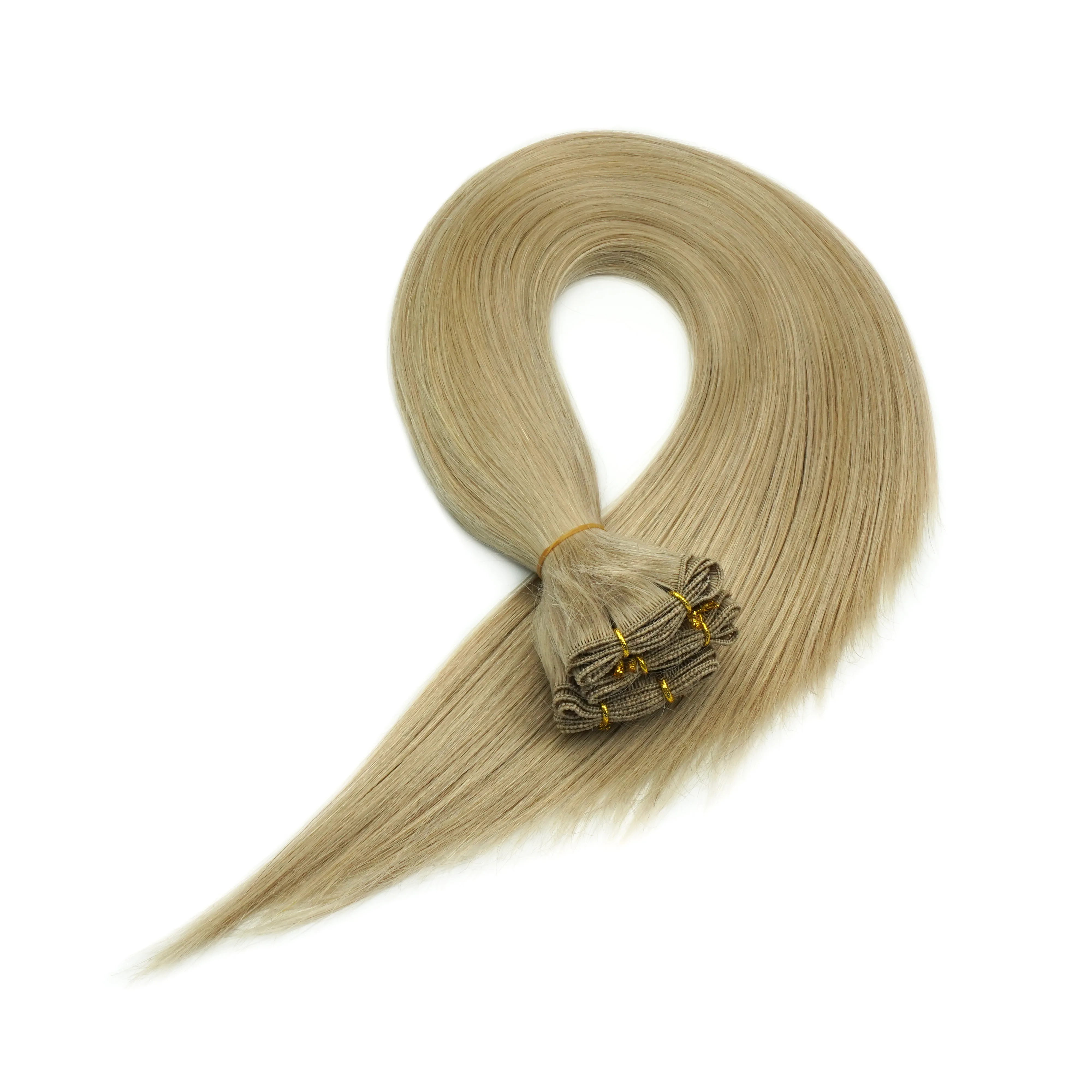 Genius weft double drawn virgin hair cuticle intact human hair Manufacturer Unprocessed Russian hair hand tied weft 2.0