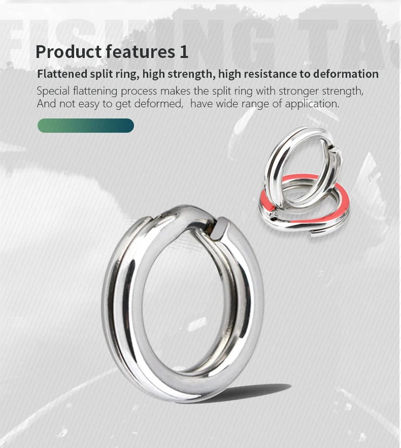 YONGMIAO Super Strong Fishing Split Ring Stainless Steel Lure Rings Heavy Duty Flattened Saltwater Terminal Tackles Connectors